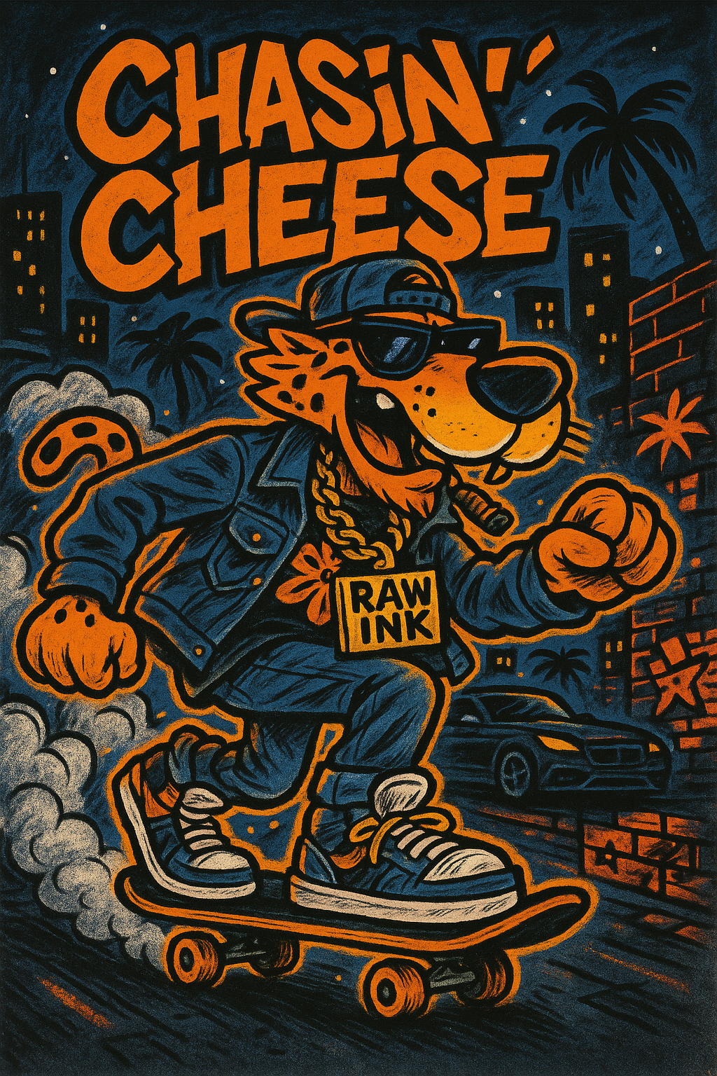 Chasin’ Cheese - Raw Ink Street Canvas (24x36)