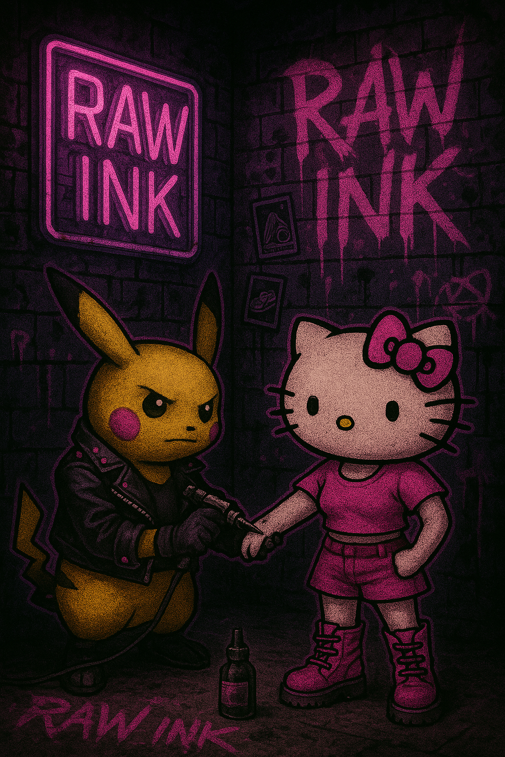 "Raw Ink Gritty Tattoo Scene – Pink Edition"