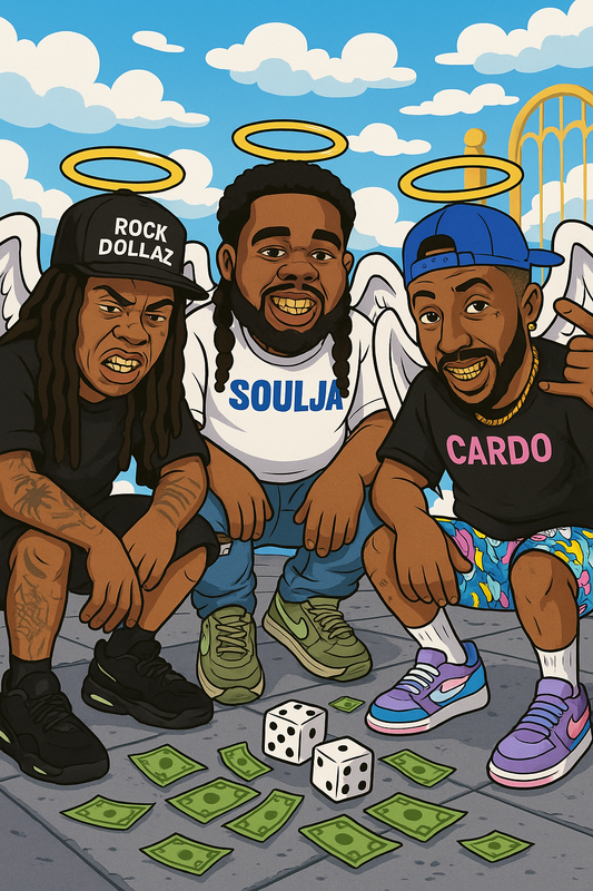 Heaven’s Dice – Custom Memorial Angel Art (Rock Dollaz, Soulja & Car